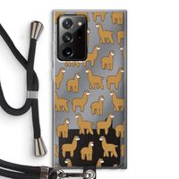Alpacas: Samsung Galaxy Note 20 Ultra / Note 20 Ultra 5G Transparant Hoesje met koord