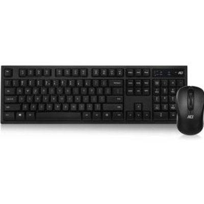 ACT Draadloos toetsenbord en muis, USB nano ontvanger, Qwerty, Zwart