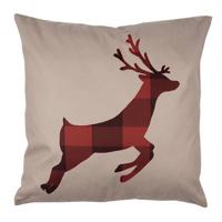 Clayre & Eef Kussenhoes 45x45 cm Rood Bruin Polyester Hert