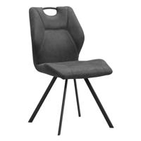 Leen Bakker - Eetkamerstoel Jesse - Antraciet - Stof/Lederlook - Grijs - 63x52x93 Cm