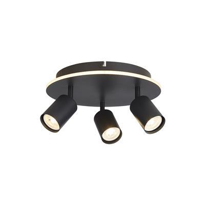 Plafondlamp San Diego 3Lt, Matt Black Metal