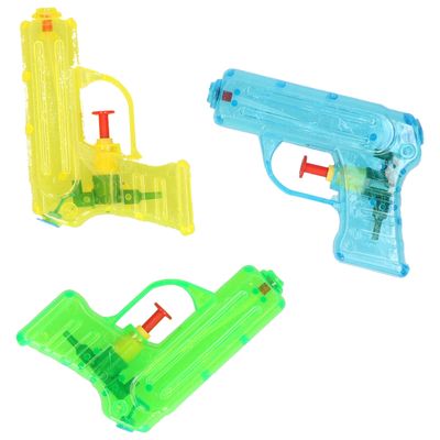 Grafix Waterpistooltje/waterpistool - 3x - klein model - 11 cm - geel/groen/blauw Grafix Waterpistooltje/waterpistool - 3x - klein model - 11 cm - geel/groen/blauw