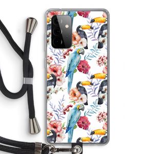 Bloemen tukan: Samsung Galaxy A72 5G Transparant Hoesje met koord