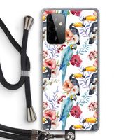 Bloemen tukan: Samsung Galaxy A72 5G Transparant Hoesje met koord