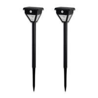 2x Solar LED-priklamp met sensor Callisto zwart