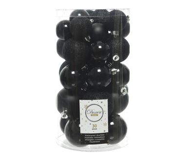 Kerstballen Mix 30 st. - Zwart - Decoris