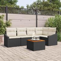 Tuinbankenset met opslag 6 pcs Zwart en Crème poly rattan