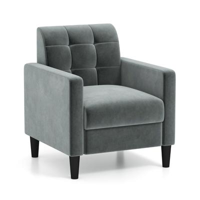 Mid-Century Moderne Fluwelen TV-Stoel Gestoffeerde Fauteuil met Getufte Rugleuning Enkele Zijstoel met Armleuningen