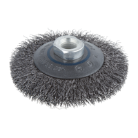 Wolfcraft Kegel-draadborstel | Gevlochten | M14 | Ø100 x 15mm | 1 stuk - 2705000 Wolfcraft Kegel-draadborstel | Gevlochten | M14 | Ø100 x 15mm | 1 stuk - 2705000