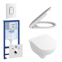 Villeroy & Boch O.Novo toiletset - compact - met inbouwreservoir - softclose en quickrelease zitting - bedieningsplaat verticaal wit 0729205/0729242/0124162/0124182/ - thumbnail