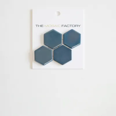 The Mosaic Factory Valencia Mozaiek Tegel Hexagon- Blauw Glas Recycled 278x325 mm