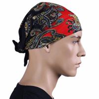 Fostex Bandana - zwart/rood/goud - katoen - 55x55 cm - piraten zakdoek - Piraten verkleed bandana