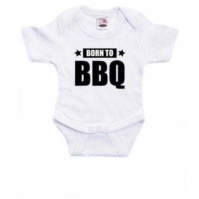 Born to BBQ cadeau baby rompertje wit jongen/meisje