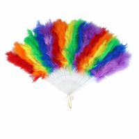 Spaanse hand waaier - Pride/regenboog thema kleuren - kunststof - 45 x 27 cm