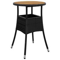 vidaXL Tuintafel Ø60x75 cm acaciahout en poly rattan zwart