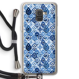 Blauw motief: Samsung Galaxy A8 (2018) Transparant Hoesje met koord