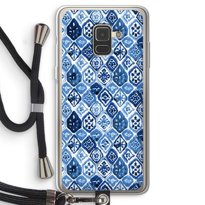 Blauw motief: Samsung Galaxy A8 (2018) Transparant Hoesje met koord