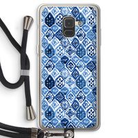 Blauw motief: Samsung Galaxy A8 (2018) Transparant Hoesje met koord