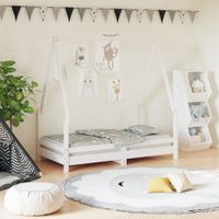 Kinderbedframe 70x140 cm massief grenenhout wit - thumbnail