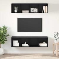 Tv-meubelset 2 pcs Zwart eiken 37 x 37 x 142.5 cm Bewerkt hout