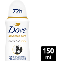 Dove Advanced Care AntiTranspirant Deodorant Spray Invisible Dry 150 ml bij Jumbo