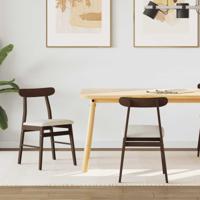 Eetkamerstoel 2 pcs Lichtbruin en Licht Massief Rubberhout