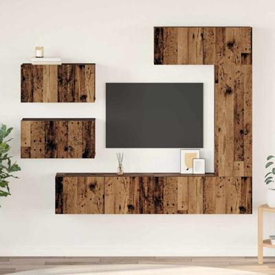 Tv-meubelset 6 pcs Oud hout 30.5 x 30 x 90 cm Bewerkt hout