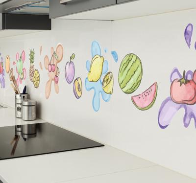 Muursticker sierrand fruit aquarel