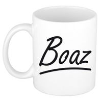 Naam cadeau mok / beker Boaz met sierlijke letters 300 ml