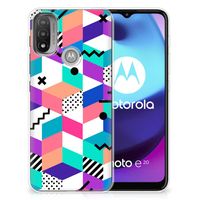 Motorola Moto E20 | E40 TPU Hoesje Blokken Kleurrijk - thumbnail