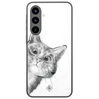 Samsung Galaxy A57 glazen hardcase - Peekaboo kat