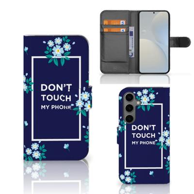 Samsung Galaxy S25 Portemonnee Hoesje Flowers Blue DTMP Samsung Galaxy S25 Portemonnee Hoesje Flowers Blue DTMP