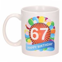 Verjaardag ballonnen mok / beker 67 jaar