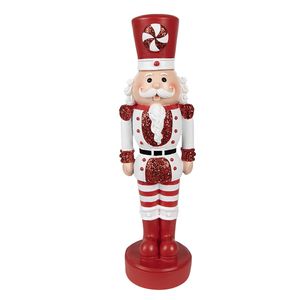 HAES DECO - Kerst Notenkraker Kleur Rood, 11x6x37 cm, Kerstfiguur - Kerstdecoratie