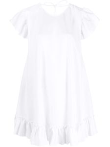 PNK robe courte en coton à volants - Blanc