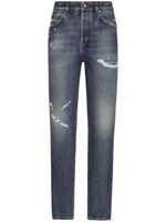 Dolce & Gabbana ripped-detail boyfriend-fit jeans - Bleu