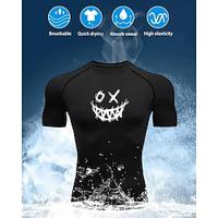 Voor heren Compressieshirt Atletisch shirt Korte mouw T-shirt Casual Sportkleding Ademend Sneldrogend Hoge rek Sportschooltraining Hardlopen Wandelen Sportkleding Sportkleding Tekenfilm Zwart Lightinthebox