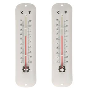 2x Thermometers wit voor binnen en buiten