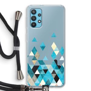 Gekleurde driehoekjes blauw: Samsung Galaxy A32 4G Transparant Hoesje met koord