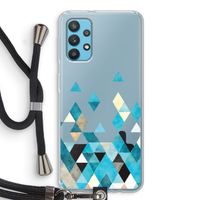 Gekleurde driehoekjes blauw: Samsung Galaxy A32 4G Transparant Hoesje met koord