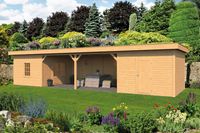 Lariks/Douglas Overkapping Oslo XL type 12 blank 1303x430 cm- Plat dak- Onbehandeld lariks Douglas hout- Tuindeco