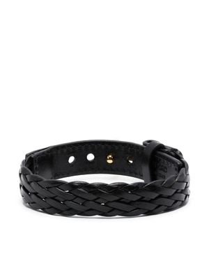 TOM FORD bracelet en cuir à plaque Double-T - Noir