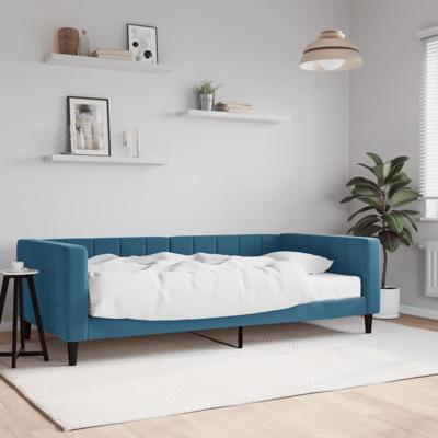 Slaapbank met matras 100x200 cm fluweel blauw