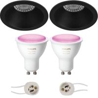 Philips Hue LED Inbouwspot Rond Mat Zwart Ø82mm Bluetooth GU10