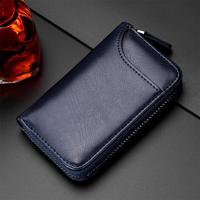 9106 grote capaciteit rits lederen sleutels houder tas multifunctionele portemonnee (blauw)