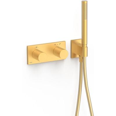 Douchekraan Tres B-System | Inbouw | Thermostaatkraan | Excl.Inbouwdeel | 2-weg | Rechthoek | 24k Goud mat