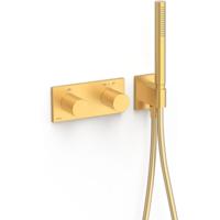 Douchekraan Tres B-System | Inbouw | Thermostaatkraan | Excl.Inbouwdeel | 2-weg | Rechthoek | 24k Goud mat