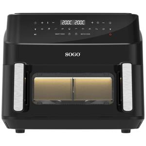 SOGO Human Technology FRE-SS-10895 XXL Airfryer 2600 W Timerfunctie, Oververhittingsbeveiliging, Met display Zwart