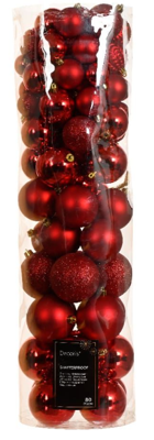 Kerstballen mix dia. 8 cm christmas red 80 stuks - Decoris