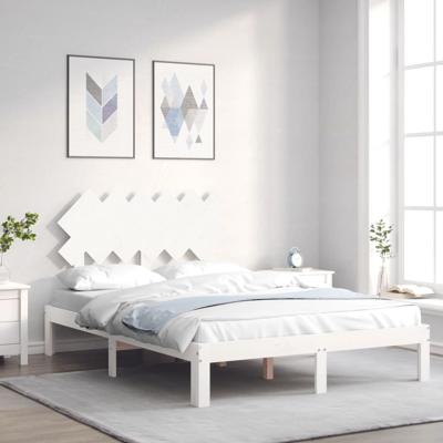 Bedframe zonder matras massief grenenhout wit 120x200 cm